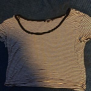 Black and White stripe short sleeve cropped shirt